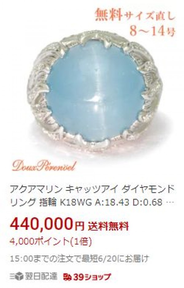 アクアマリンのリングを入荷しました。サムネイル