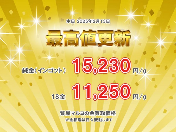 金の買取価格が15,000円を突破しました。サムネイル